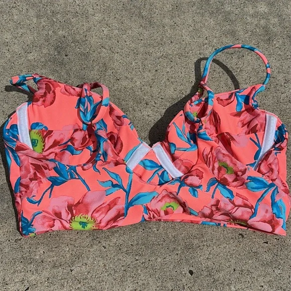 Tori Praver swimwear bikini top small S floral swim bright mango - Picture 5 of 6